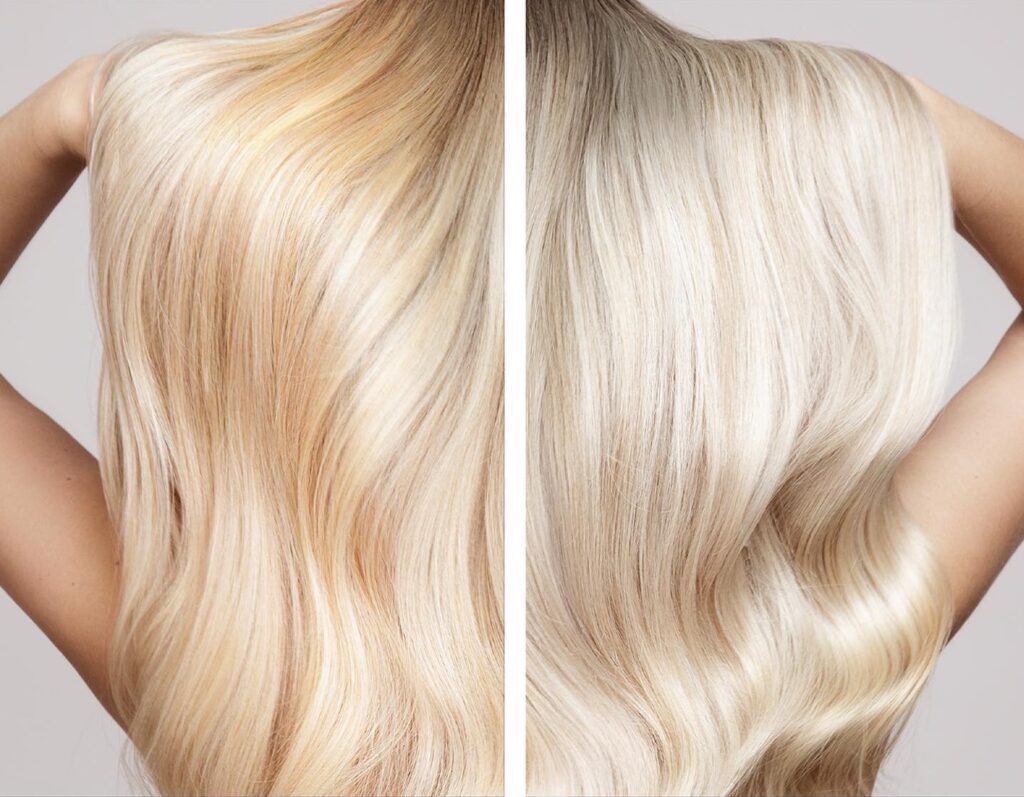 removing red tones from bleached hair with toning shampoo