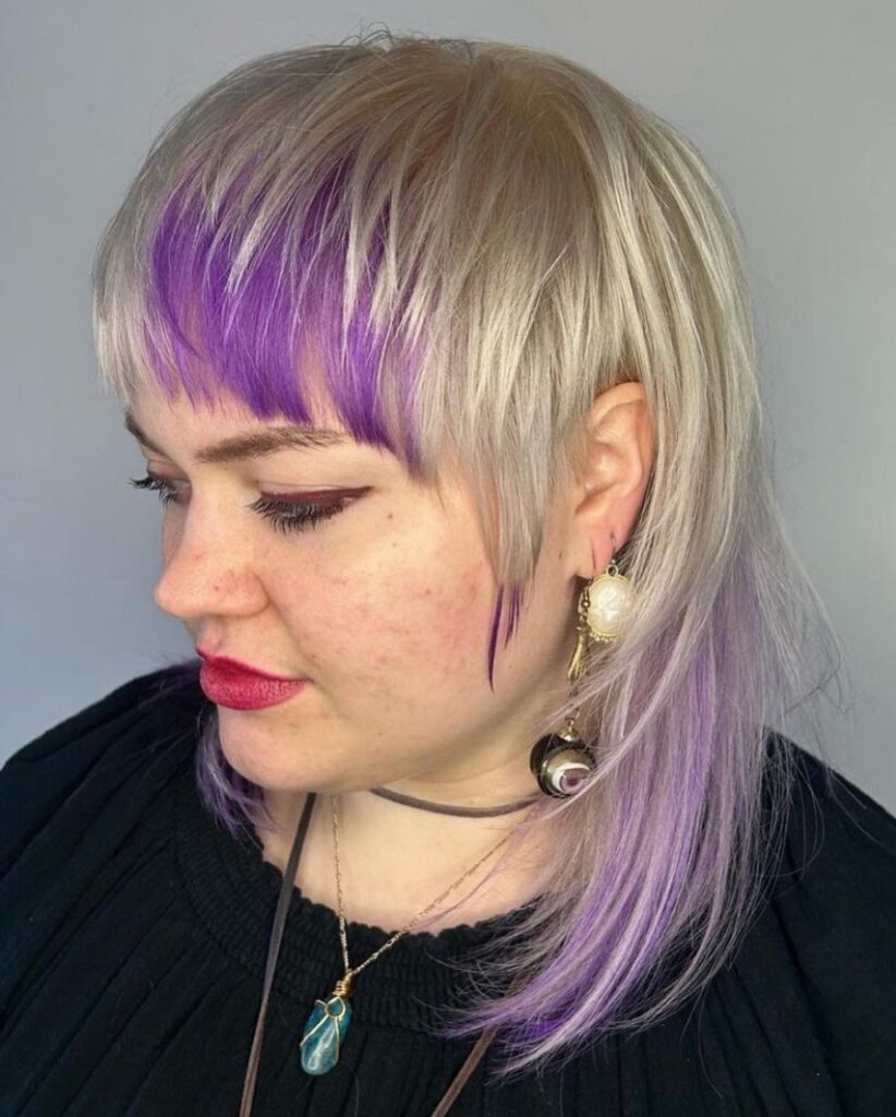 blonde bangs with purple underneath