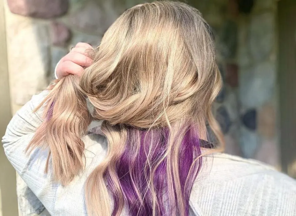 blonde hair with purple underneath