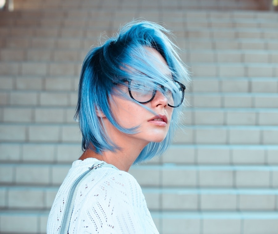 woman with blue hair