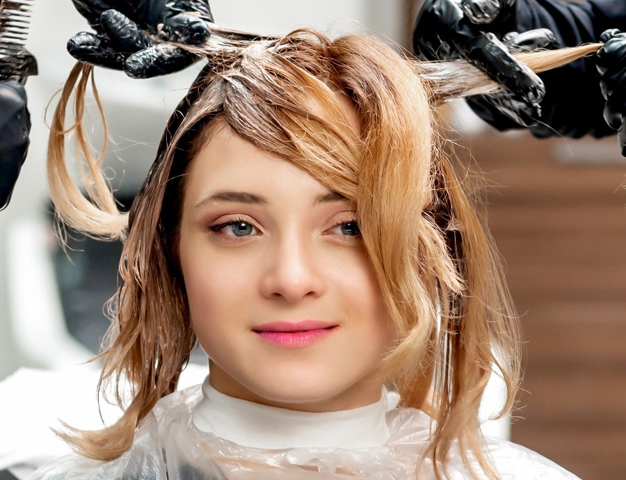 dyeing hair dark color to remove pink tones