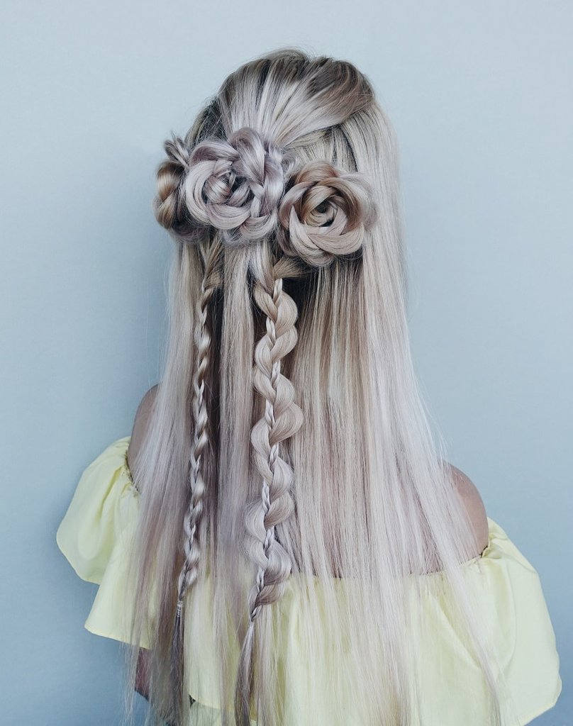 half up braided hairstyle for bridesmaids