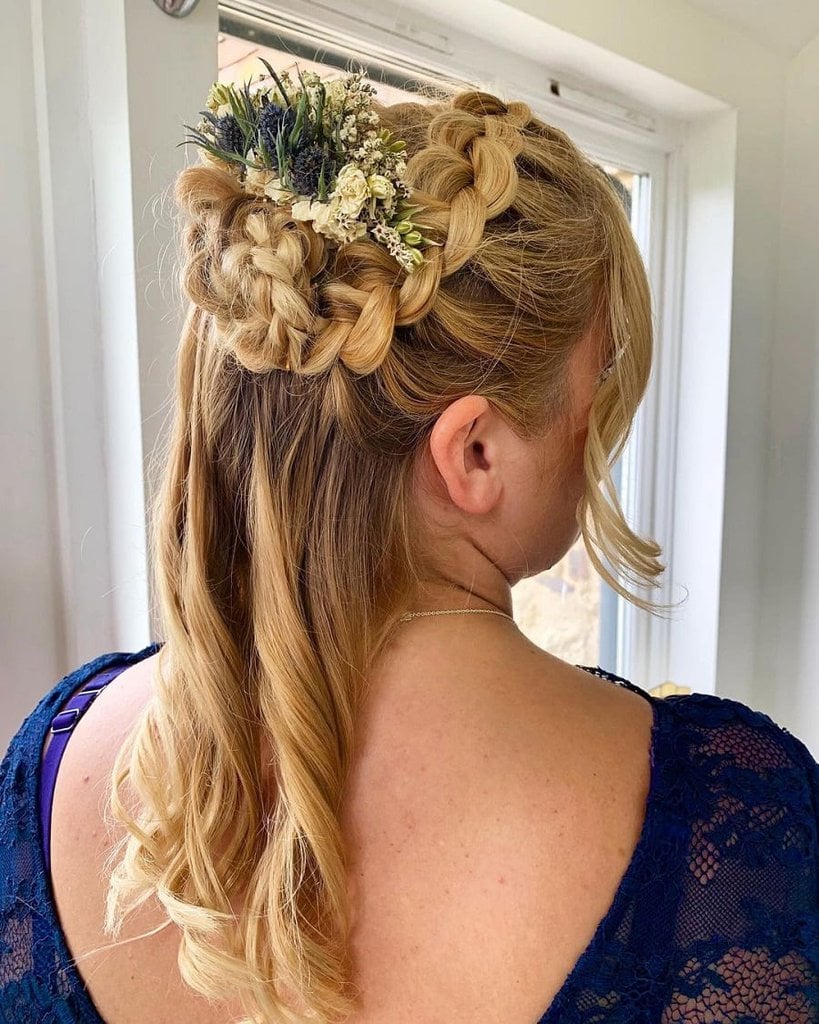 half up braids for bridesmaids