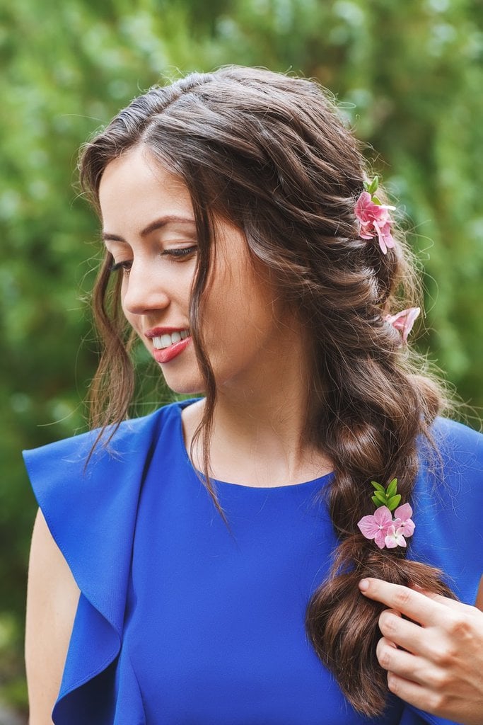 long braided hairstyle for bridesmaids