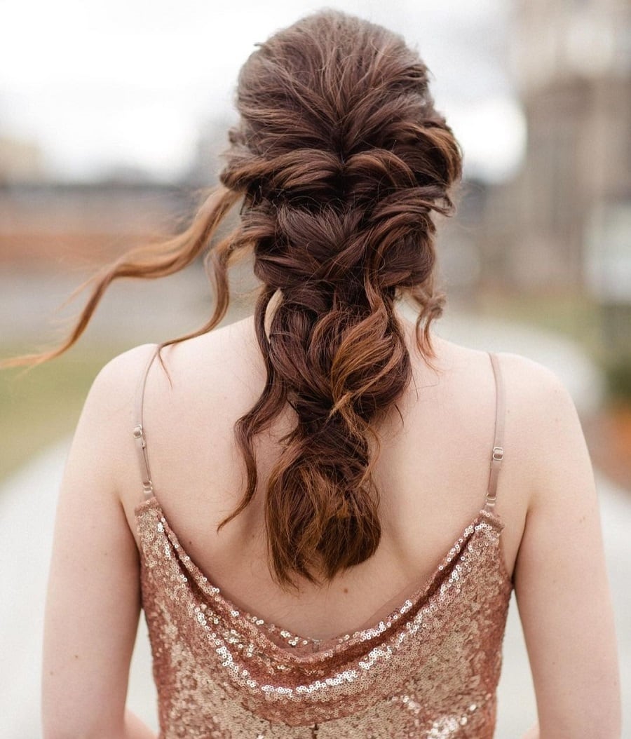 mermaid braided hairstyle for bridesmaids